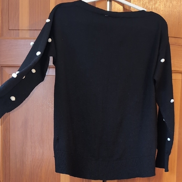 Women's Black Sweater with White Accents - Picture 4 of 5